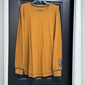 Ecko Unlimited Waffle Knit Long Sleeve Shirt Top Tee Rust Mustard NWT Size XL